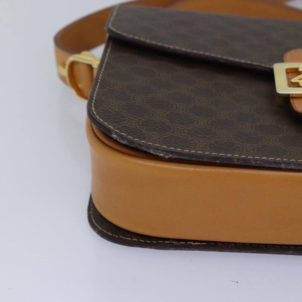 CELINE Macadam Canvas Shoulder Bag Pvc Leather Brown - Picture 9 of 16